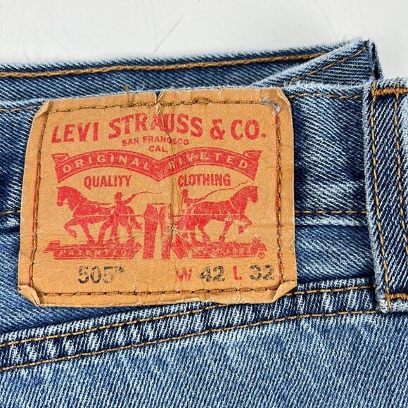 Men's 505 Levi Strauss Blue Denim Jeans - Picture 2 of 7